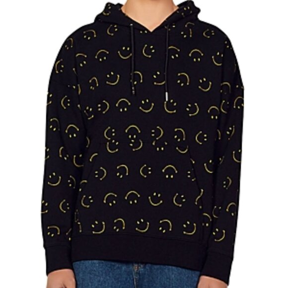NWT Sandro Men's Long Sleeve Allover Smiley Hoodie - Picture 6 of 6